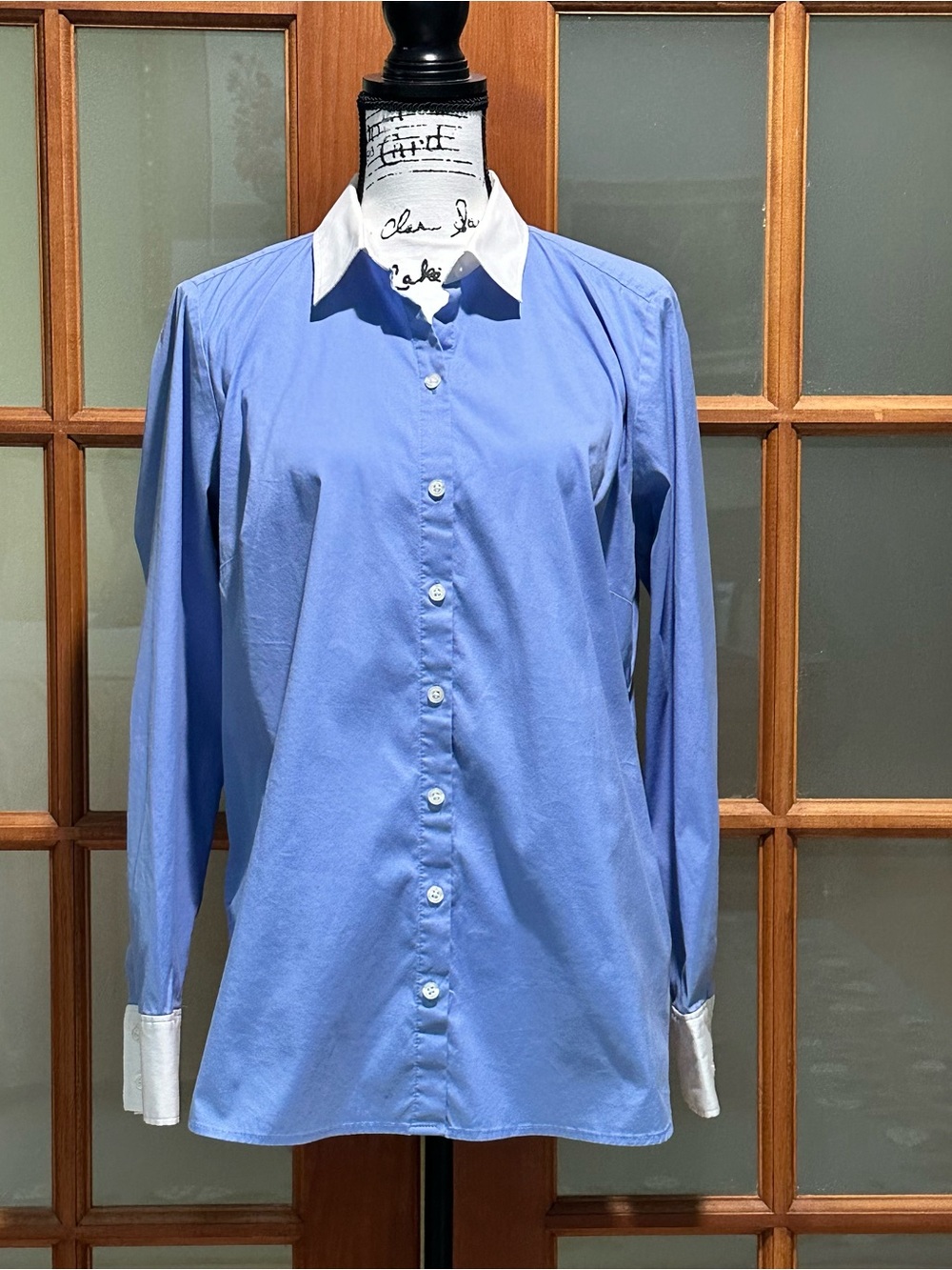 Ann Taylor Light Blue Shirt with White Collar/Cuffs (Sz. 14)